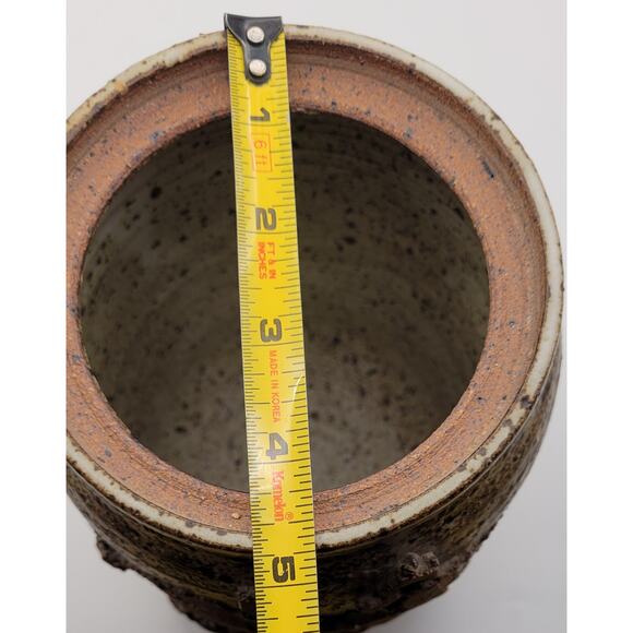 Unmarked Hand Thrown Art Pottery Brown Speckled Terracotta Canister - Picture 8 of 10